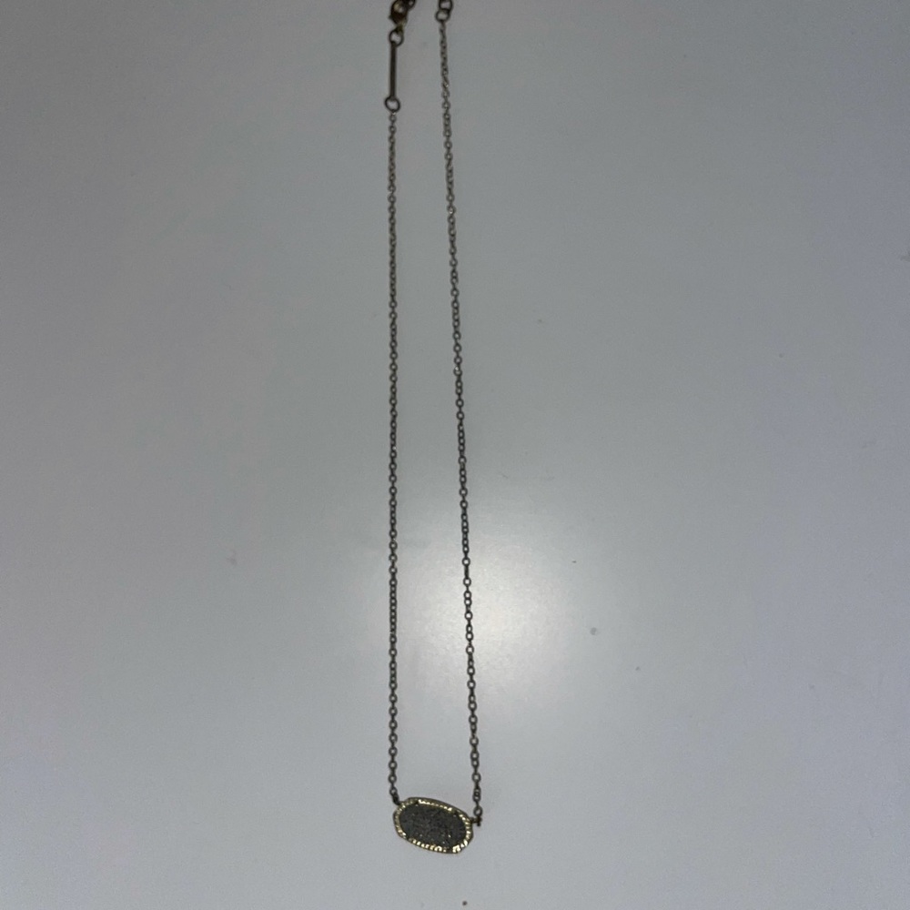 Kendra Scott Elisa Silver-Sparkle Pendant with Gold Chain
